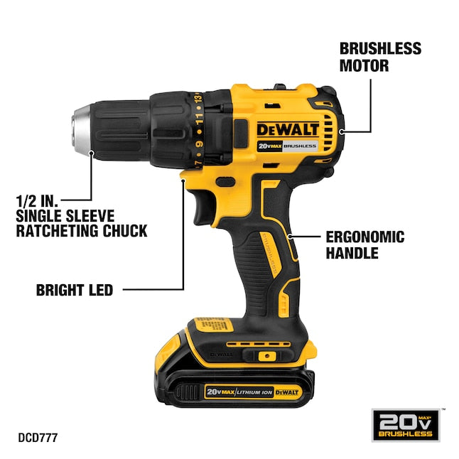 DEWALT 20V MAX* Compact Brushless Drill/Driver and Impact Kit