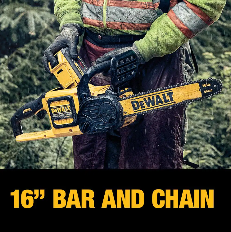 DEWALT 16" 60V MAX Brushless Cordless Battery Powered Chainsaw Kit with (1) FLEXVOLT 3Ah Battery & Charger
