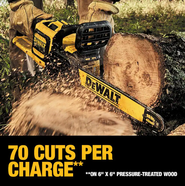DEWALT 16" 60V MAX Brushless Cordless Battery Powered Chainsaw Kit with (1) FLEXVOLT 3Ah Battery & Charger