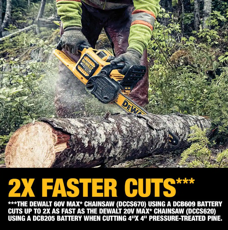 DEWALT 16" 60V MAX Brushless Cordless Battery Powered Chainsaw Kit with (1) FLEXVOLT 3Ah Battery & Charger